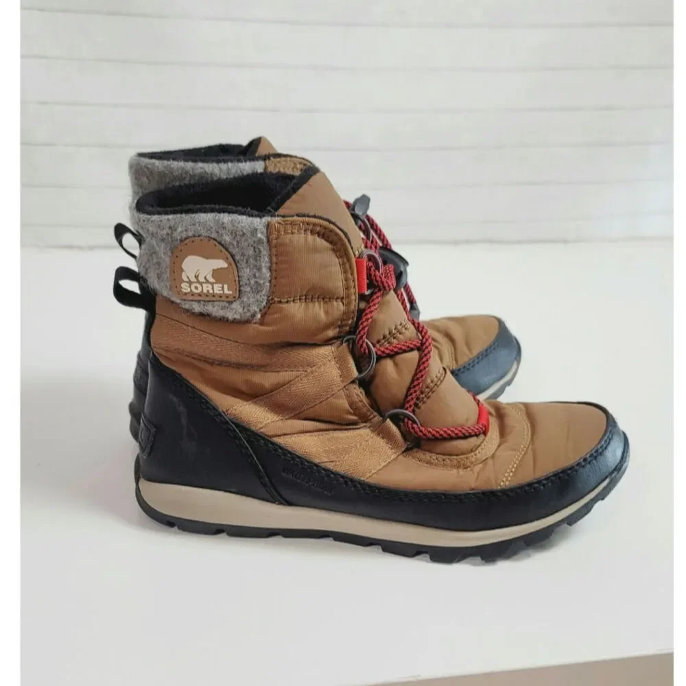 Sorel Whitney Insulated Waterproof Girls Boots in Tan, sz 3